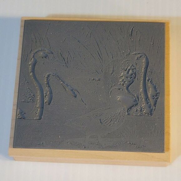 NEW Magenta Rubber Stamp Canada Swan Geese Duck Large 03074O Unused 4" Wood - Picture 3 of 6